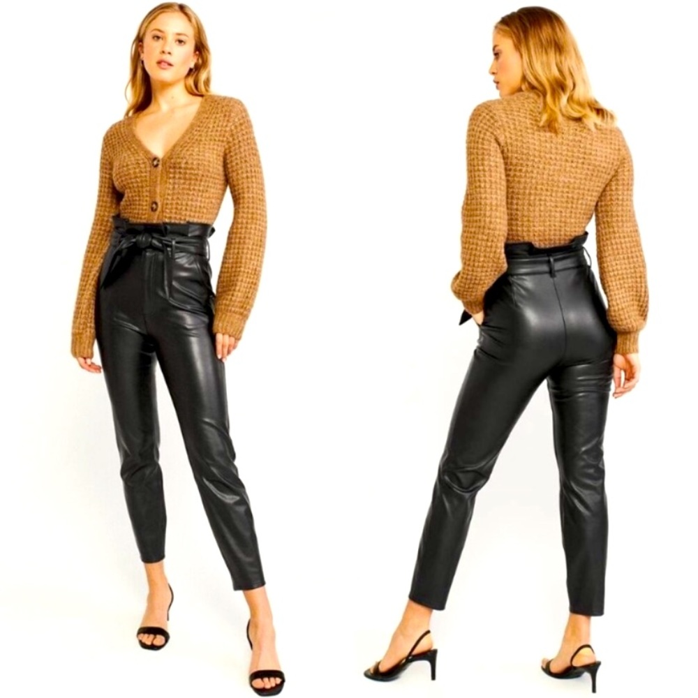 Abercrombie High Rise Faux Leather Paperbag Pants